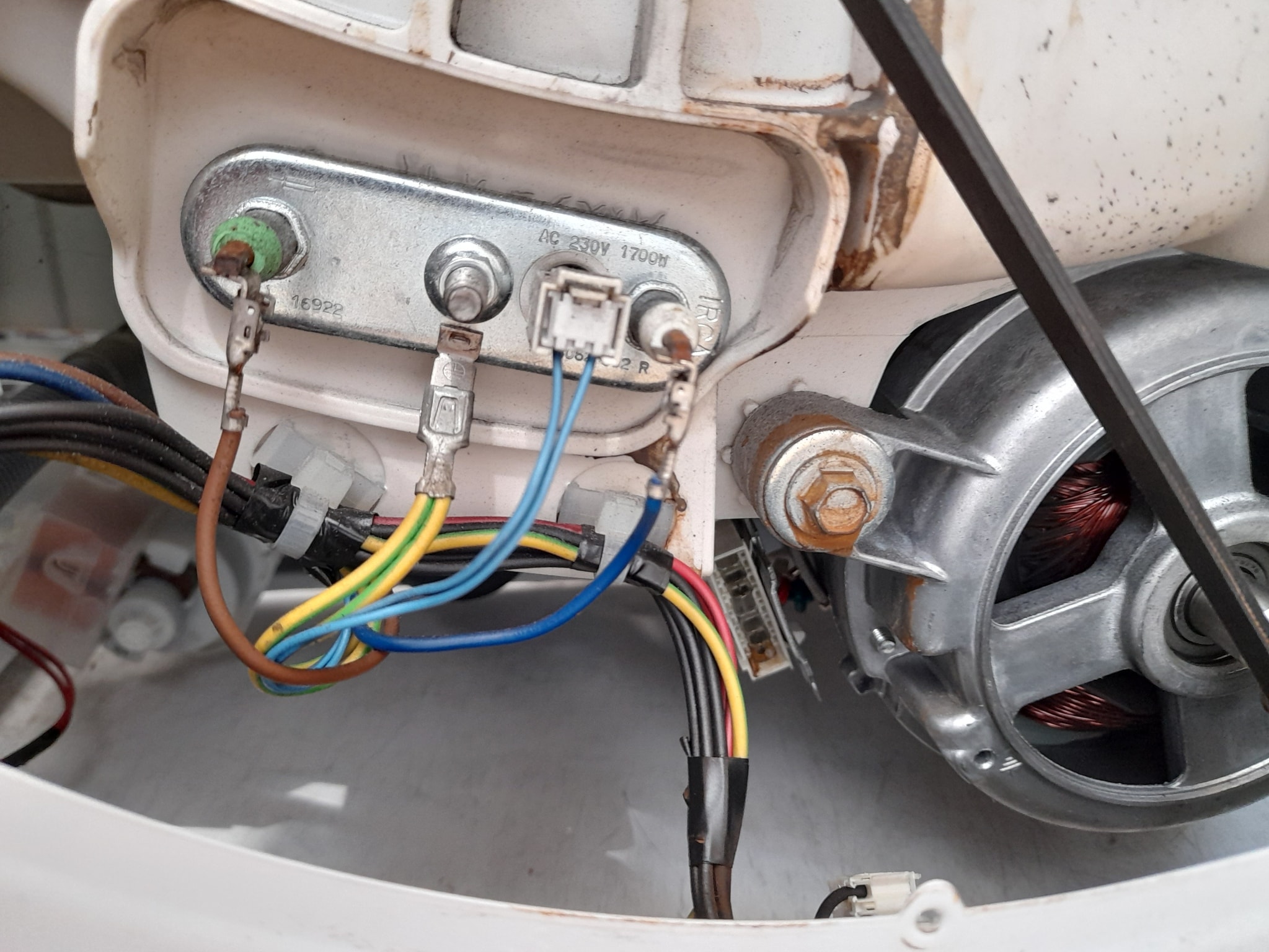 Washing machine motor and electrical wiring